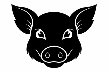 Pig head silhouette, Pig icon vector isolated on white background.