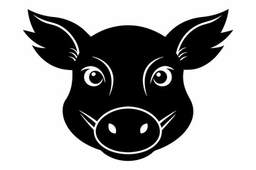 Pig head silhouette, Pig icon vector isolated on white background.