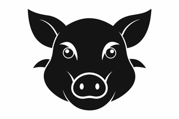 Pig head silhouette, Pig icon vector isolated on white background.