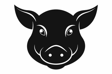 Pig head silhouette, Pig icon vector isolated on white background.