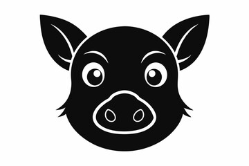 Pig head silhouette, Pig icon vector isolated on white background.