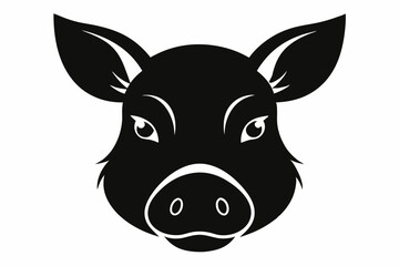 Pig head silhouette, Pig icon vector isolated on white background.