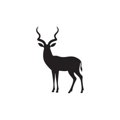 Obraz premium antelope black silhouette vector with white background.