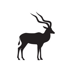 Fototapeta premium antelope black silhouette vector with white background.