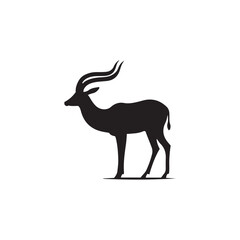 antelope black silhouette vector with white background.