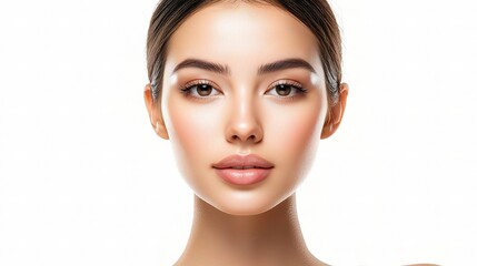 Fototapeta premium Beautiful Young Asian Woman with Fresh Clean Skin Portrait