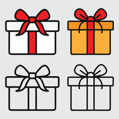 Gift Box Vector Illustration. Gift Boxes Icon Collection. Set Of Gift Box. Christmas Gift. Santa Claus.