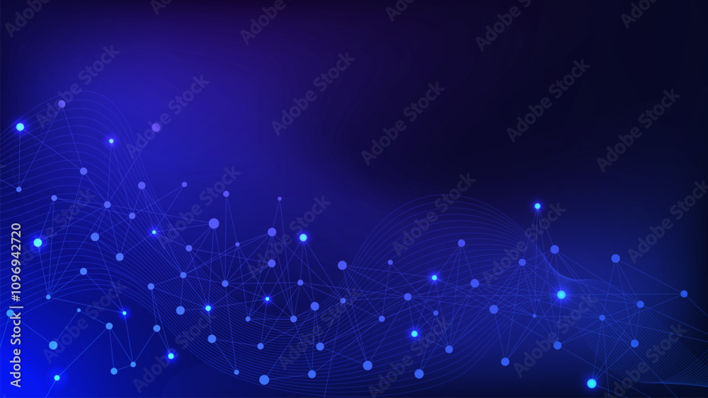 Aufkleber abstract geometric with global network connection and big data visualization. connecting dots and li