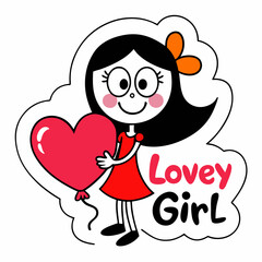 sticker design of Lovely girl