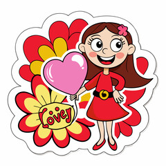 sticker design of a Lovely girl