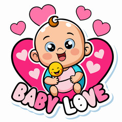 sticker design of baby love