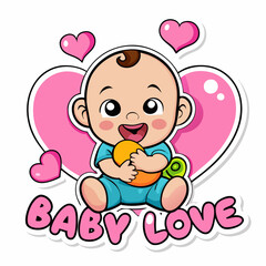 sticker design of baby love