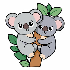 coala cub with a branch