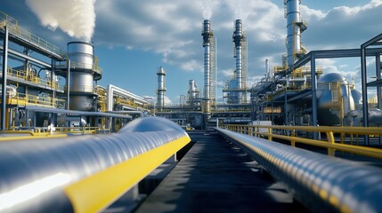Fototapeta premium Natural gas conversion to clean energy industrial facility technology urban landscape wide angle viewpoint