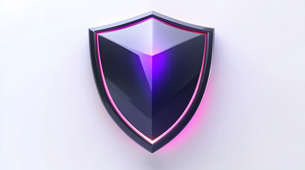 
Cyber security safety shield in minimalistic style. 3d vector illustration. white background