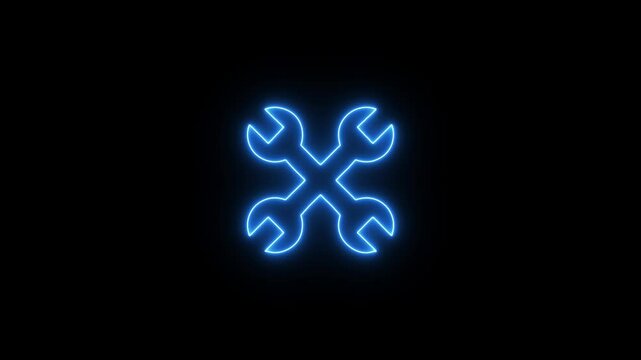 spinning gears animation. glowing neon setting icon, rad color settings icon, Technology setting icon