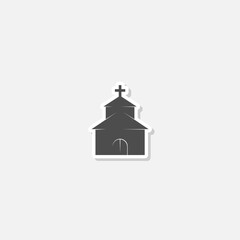 Church simple icon sticker isolated on gray background