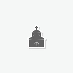 Church simple icon sticker isolated on gray background