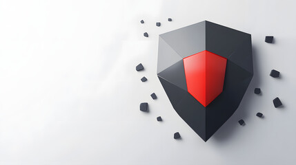 
Cyber security safety shield in minimalistic style. 3d vector illustration. white background