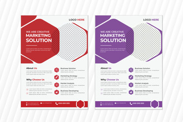 a bundle of 2 templates of different colors a4 flyer template, Corporate creative & modern business flyer and editable.