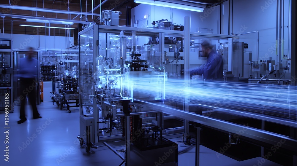 Poster a high-tech physics lab with augmented reality tools for visualizing the effects of quantum entangle