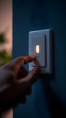 Hand Turning On Light Switch, Realistic Image