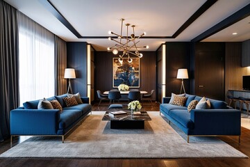 Stylish Metropolitan Living Room Interior Environment Composition