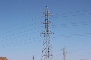 Power Electric Pole with Wires