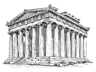 Obraz premium Greece Parthenon sketch drawing hand drawn vector illustration