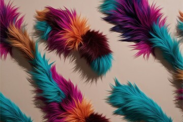 Fototapeta premium Vibrant Animal Fur Design with Aquamarine Highlights on Neutral Background