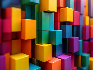 Naklejka premium Colorful 3D Cube Abstract Background