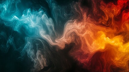 Colorful Swirls of Blue, Orange, and Red Create a Stunning Abstract Texture in a Dark Backdrop