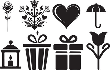 Happy Valentine Day element silhouette vactor design.