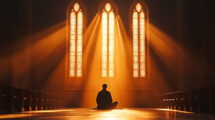 Priest praying in the church