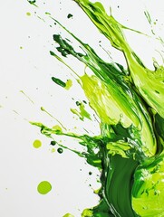 Vibrant Green Paint Splash - Dynamic green paint explosion on white, symbolizing energy, nature, creativity, freedom, and growth.