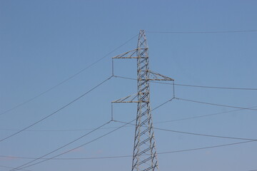 Power Electric Pole with Wires