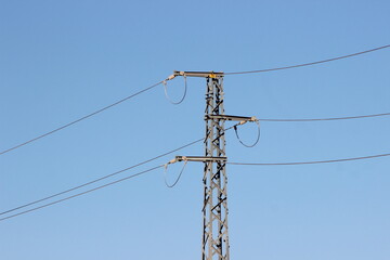 Power Electric Pole with Wires