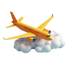 A yellow plane over the clouds.