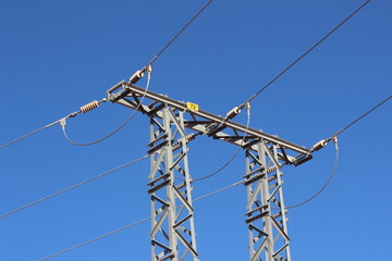 Power Electric Pole with Wires