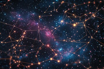 Fototapeta premium Vibrant cosmic constellations in minimalistic neon art style for design projects