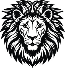 Obraz premium lion head silhouette isolated black vector art illustration with white background 