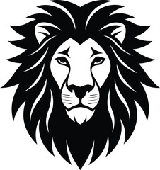 Fototapeta premium lion head silhouette isolated black vector art illustration with white background 