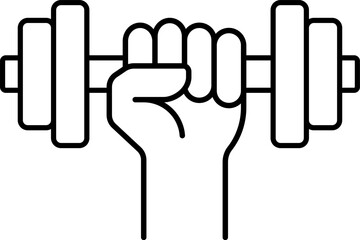 Dumbbell lifting icon in linear style.