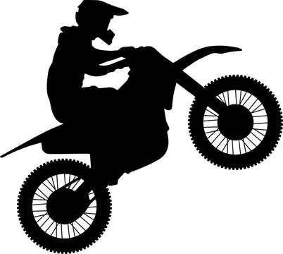 Motocross biker black silhouette.