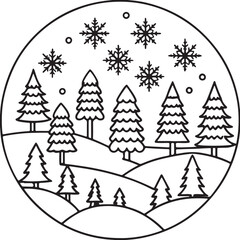 Obraz premium landscape with christmas trees