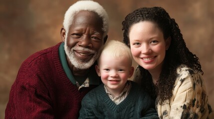 Fototapeta premium Family Portrait with Grandfather, Mother, and Child