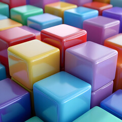 Fototapeta premium Colorful 3D Cubes Abstract Background