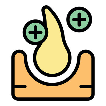 recommend clip art: Hair follicle treatment restoring hair growth with plus symbols representing positive effect