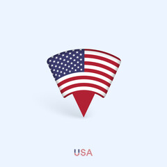 USA Flag Map Pointer Design with Shadow.