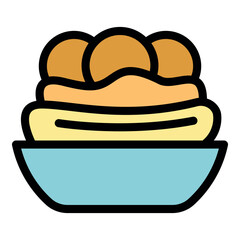 Bowl of delicious food with meatballs and mashed potatoes, perfect comfort meal